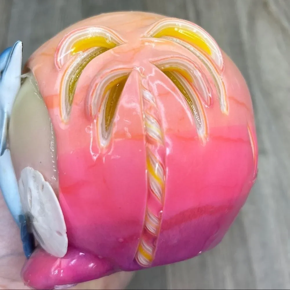 Dolphin Palm Tree Key West Florida Round Colorful Candle Nautical Coastal Decor